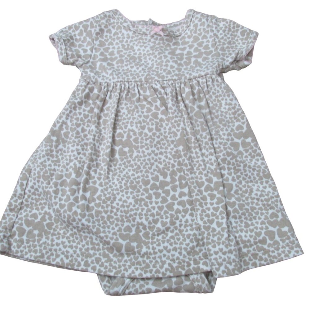 Carters Bodysuit Dress Infant Girls 6M Brown White Leopard Print Short Sleeve‎